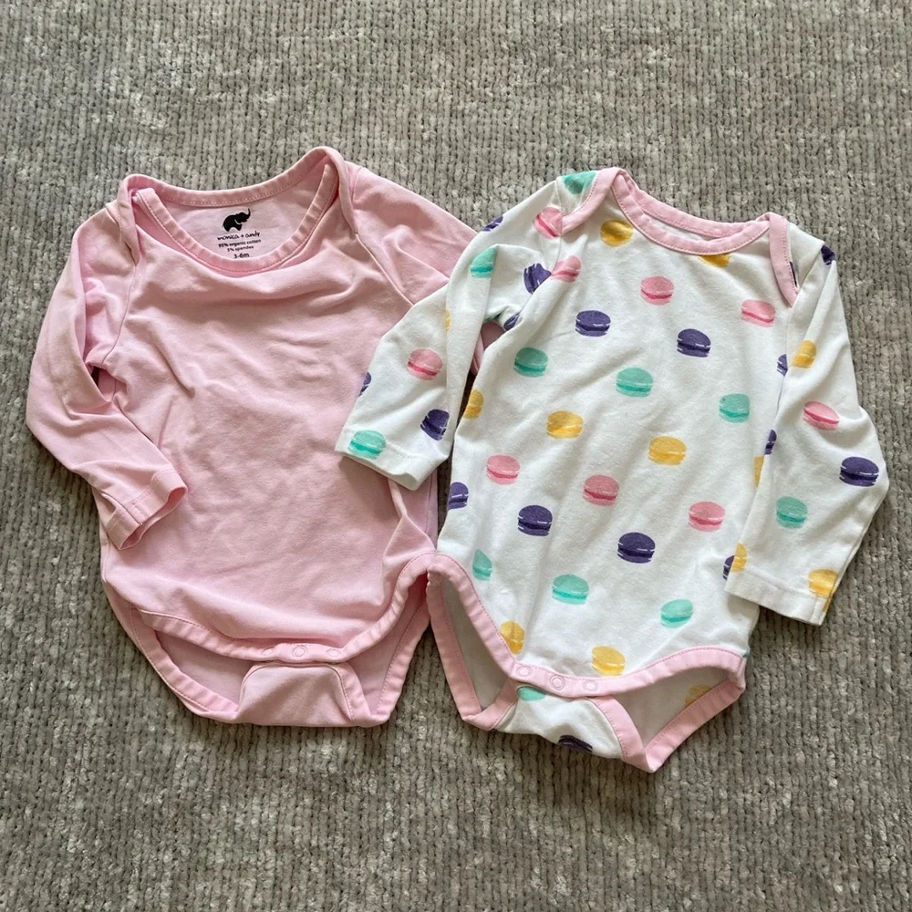 Monica + Andy Baby Bodysuit Set Macaron Print‎ Pink 3-6 Months